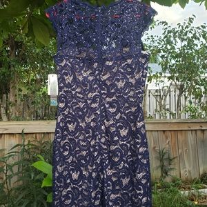 Blue lace sequin dress